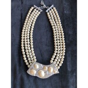 Vtg Monet Julia Statement Runway Pearl Necklace